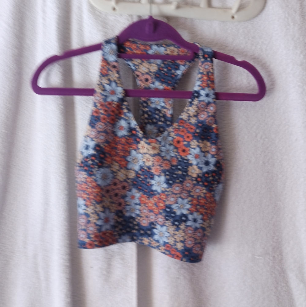 (3/$30) aerie Floral Crop Tank Top With Built In Bra
